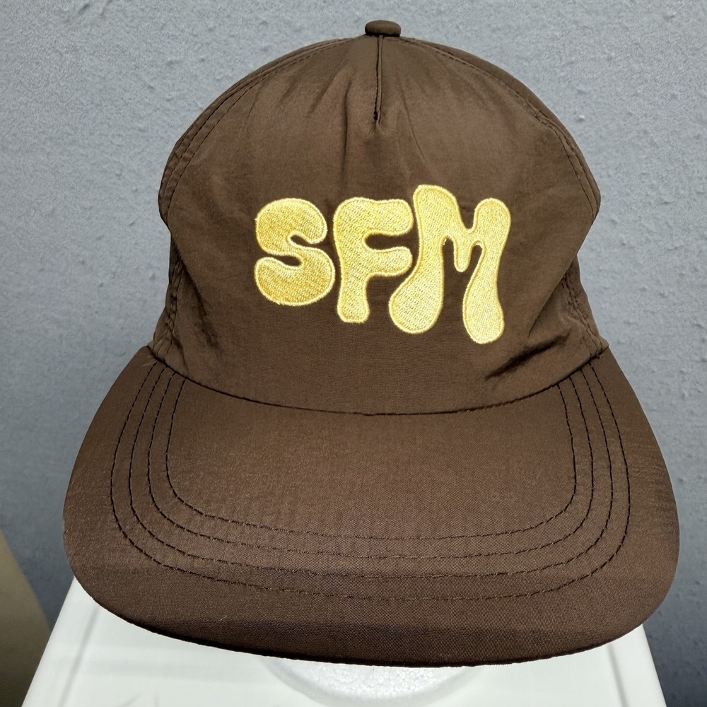 SFM Brown Snapback Hat Embroidered Logo Adjustable Nylon Baseball Cap Unisex
